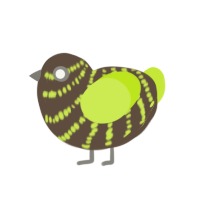 A bark and lime chicken with a bar pattern
