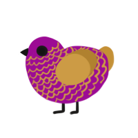 A plum and gold chicken with a lace pattern