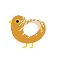 A orange and cream chicken with a half-bar pattern