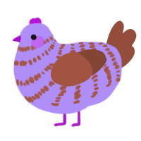 A lilac and russet chicken with a bar pattern