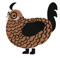 Cold Brew, a brown and black chicken with a lace pattern