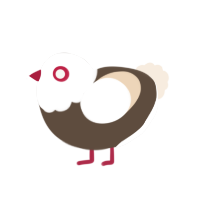 A bark and cream chicken with a head pattern