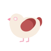 A cream and red chicken