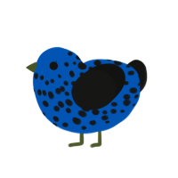A ultramarine and black chicken with a speckle pattern