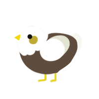 A bark and white chicken with a head pattern