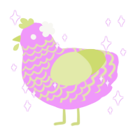 A lavender and lemon chicken with a lace pattern
