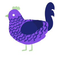 A blurple and navy chicken with a lace pattern