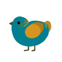 A sea and ochre chicken with a neck-band pattern