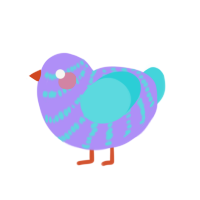 A lilac and aqua chicken with a bar pattern