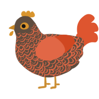 A bark and vermilion chicken with a double-lace pattern