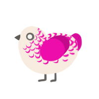A cream and fuchsia chicken with a half-lace pattern