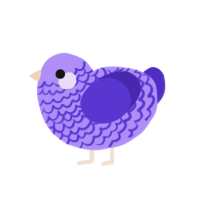 A lilac and indigo chicken with a lace pattern