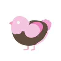 A bark and pink chicken with a head pattern