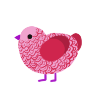 A pink and crimson chicken with a double-lace pattern