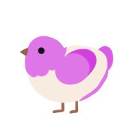 A cream and orchid chicken with a head pattern