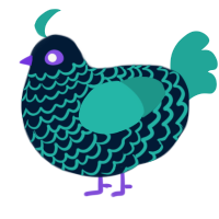 A tumblr and turquoise chicken with a lace pattern