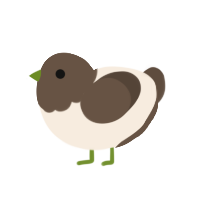 A cream and bark chicken with a head pattern