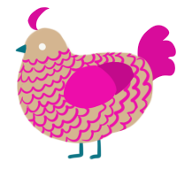 (unnamed), a beige and fuchsia chicken with a lace pattern