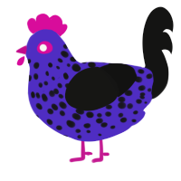 (unnamed), a indigo and black chicken with a speckle pattern
