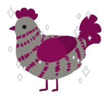 Jinx, a ash and wine chicken with a bar pattern