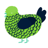 A grass and tumblr chicken with a lace pattern