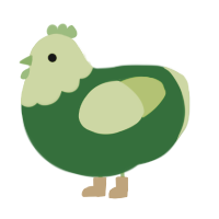 A leaf and lime chicken with a head pattern