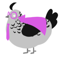 Gimon Noire, a silver and black chicken with a half-lace pattern