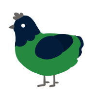 cutie, a viridian and tumblr chicken with a head pattern