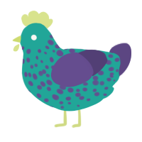 Lumbridge, a turquoise and overcast chicken with a speckle pattern