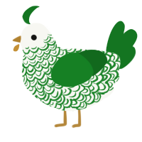 A white and leaf chicken with a double-lace pattern