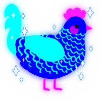 Brighter Ultraviolet, a indigo and aqua chicken with a lace pattern