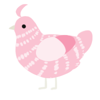 A rose chicken with a bar pattern