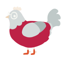 A crimson and silver chicken with a head pattern