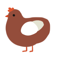 Daria, a russet and white chicken