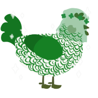 Earthly, a white and leaf chicken with a double-lace pattern