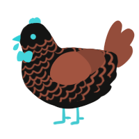 A black and russet chicken with a lace pattern