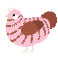 Truffle Rose, a rose and russet chicken with a bar pattern