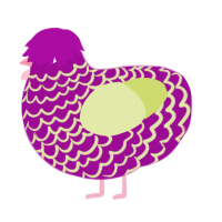 A plum and lemon chicken with a lace pattern