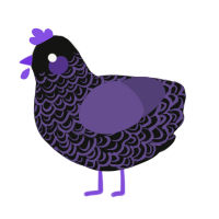 Skillet Fan, a black and overcast chicken with a double-lace pattern