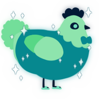 Ectoplasm, a teal and spring chicken with a head pattern