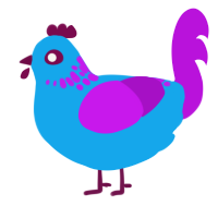 A sky and amethyst chicken with a neck-speckle pattern