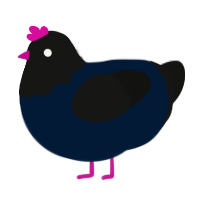 A tumblr and black chicken with a head pattern