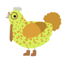 Mountain Dew, a lime and ochre chicken with a speckle pattern