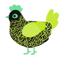 A black and lime chicken with a double-lace pattern