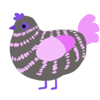 A grey and lavender chicken with a bar pattern