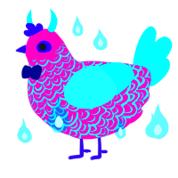 Poprockz, a fuchsia and aqua chicken with a double-lace pattern