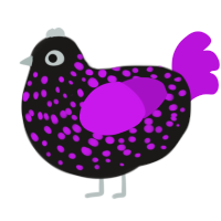 Silver Lining, a sable and amethyst chicken with a speckle pattern
