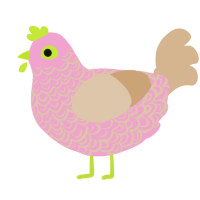 A pink and beige chicken with a double-lace pattern