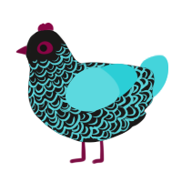 A sable and aqua chicken with a double-lace pattern