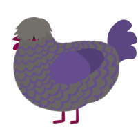 A grey and overcast chicken with a lace pattern